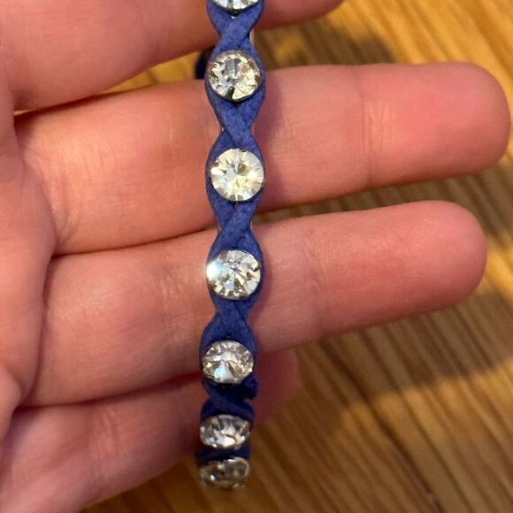 Cobalt blue rhinestone bangle bracelet silver - Picture 3 of 3